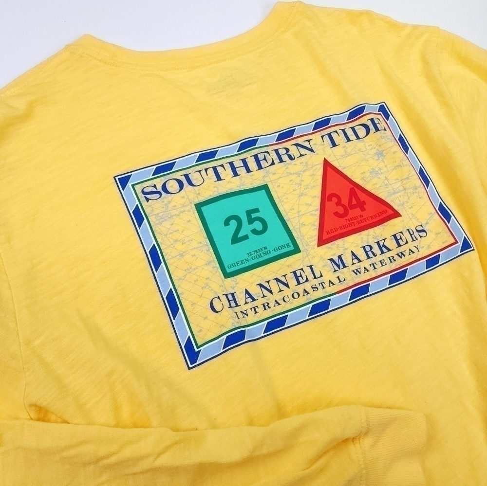 Southern Tide Yellow Men's Long Sleeve Cotton Tee Sz L - Picture 6 of 10
